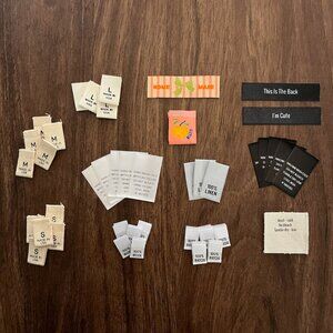 42 Assorted Sew-in Clothing Tags Including Care, Fiber Content, Size